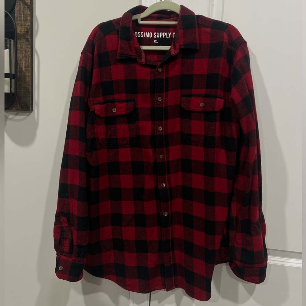 Dark red and black flannel